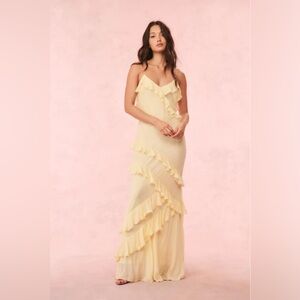 LoveShackFancy Yellow Ruffle Maxi Dress